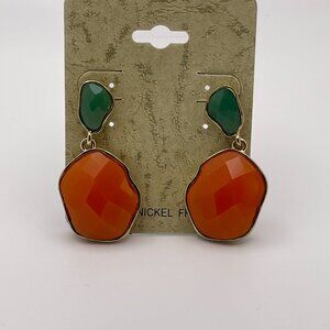 Green and Orange Drop Earrings